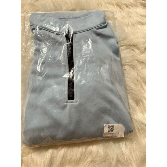 Women's Blue Relaxed Fit Half Zip Pullover Sweatshirt Size L Casual with pockets - Picture 9 of 12